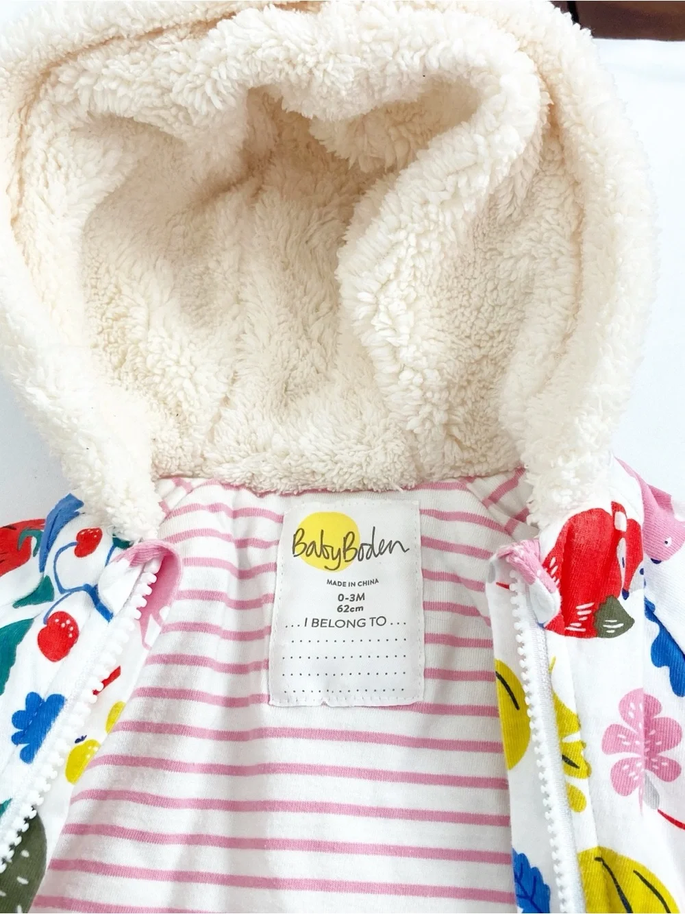 Baby Boden Woodland Floral Animal Bunting Snowsuit 0-3 months